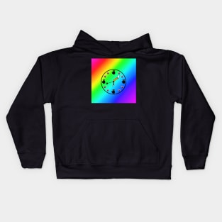 Rainbow kitty clock Kids Hoodie